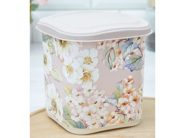 Емкость для сыпучих продуктов 1,1л с декором (бежевый)